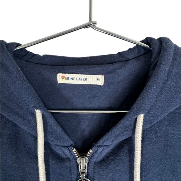 Marine‎ Layer Signature Zip Hoodie Navy Blue Hello Embroidery Medium - Picture 4 of 9